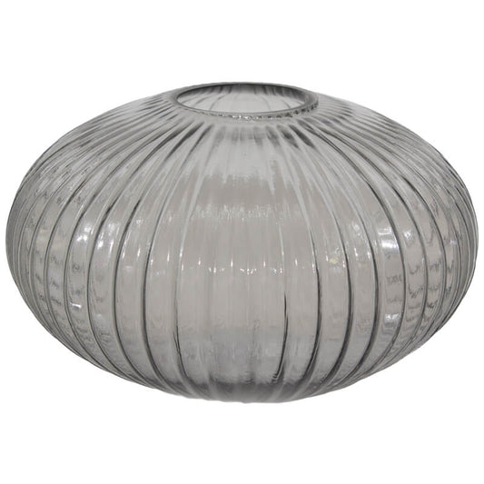Grey Ribbed Optic Vase 15cmx25cm