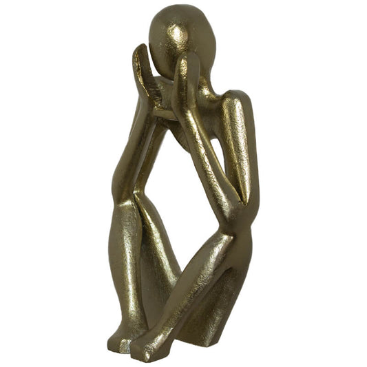 Sitting man sculpture gold 21cm