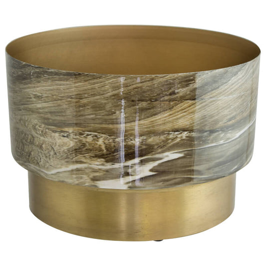 Brown marble/gold pot 20x30cm